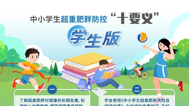 中小学生超重肥胖防控“十要义”系列海报发布